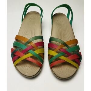 Crocs Jelly Sandal Isabella Huarache Rainbow Colorful Slip On Wedge Women's 6